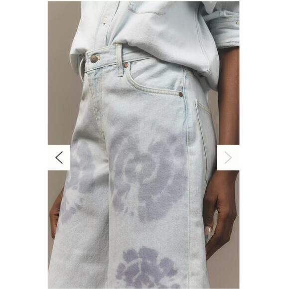 Anthropologie Pilcro Sunset High-Rise Straight-Leg Jeans Size 23 Tall Tie Dyed - Picture 2 of 11